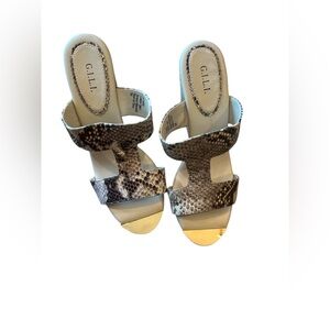 G.I.L.I. Women's Snakeskin Sandals - Cream and Brown